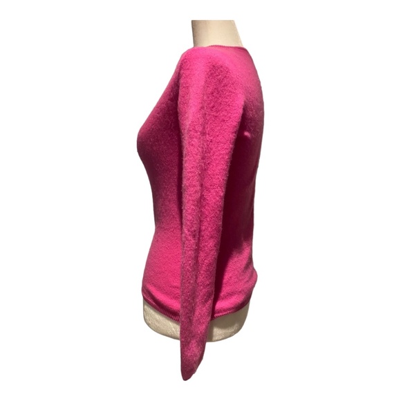 CASHMERE Togo hot pink v-neck sweater. Sz S - Picture 3 of 7